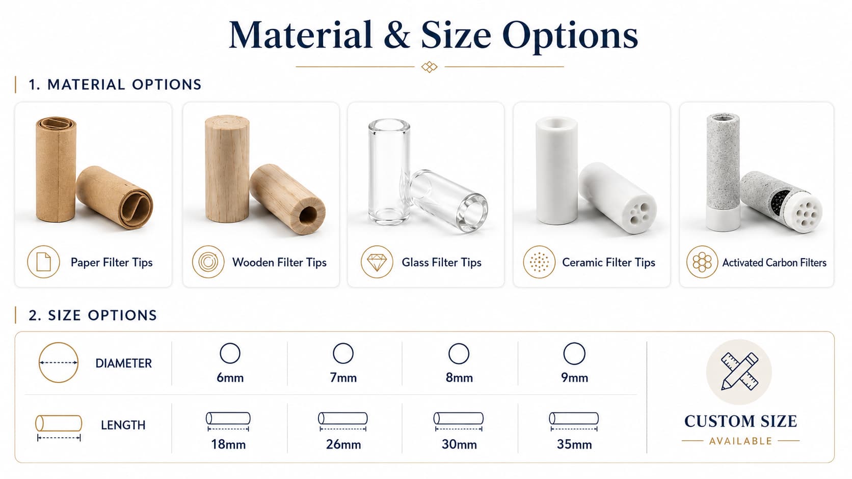 custom wood filter tips